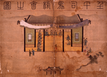 그림 2 임오사마방회도(壬午司馬榜會圖), 1630년, 견본담채, 42.5×56.0㎝, 개인소장, 1582년 생원진사시 동기생들의 방회