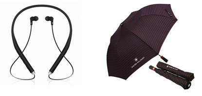 이벤트 선물로 블르투스 이어폰, 접이식 우산상품입니다.