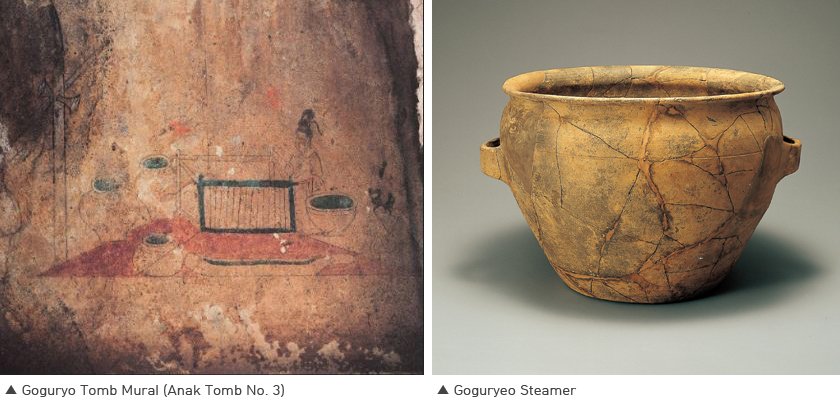 Goguryo Tomb Mural (left), Goguryeo Steamer (right)