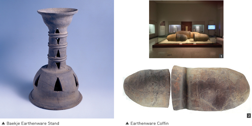 Baekje Earthenware Stand (left), Earthenware Coffin (right)