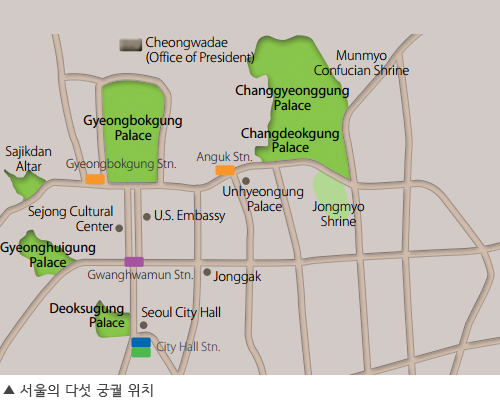 서울의 다섯 궁궐 위치