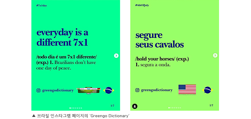 브라질 인스타그램 페이지 Greengo Dictionary