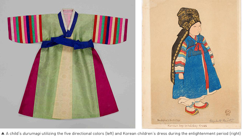 A child's durumagi utilizing the five directional colors and Korean children’s dress during the enlightenment period