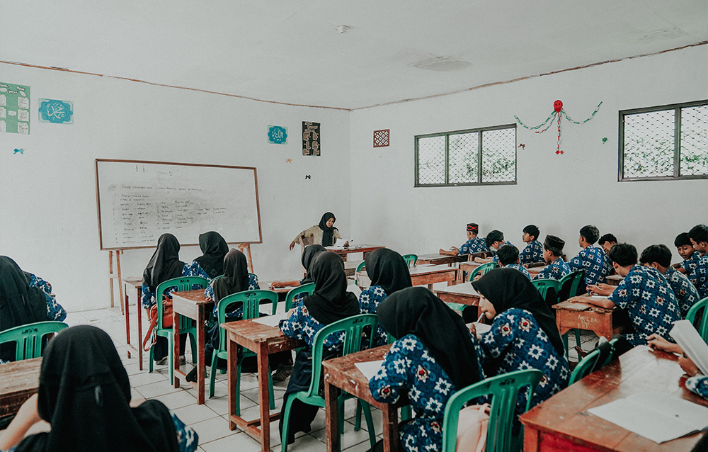 Indonesia classroom teacher and students